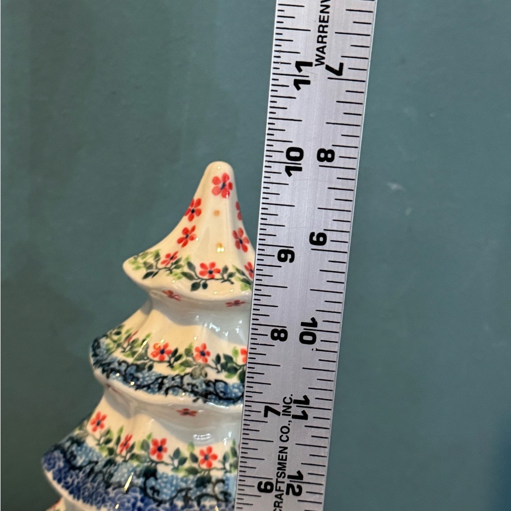 NWT Boleslawiec Polish Pottery Christmas Tree - Large 10” Red Floral - Picture 3 of 6